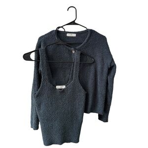 Natural Life Boucle Cozy Up Cardigan Sweater & Tank Set Size M Gray Cozy Warm